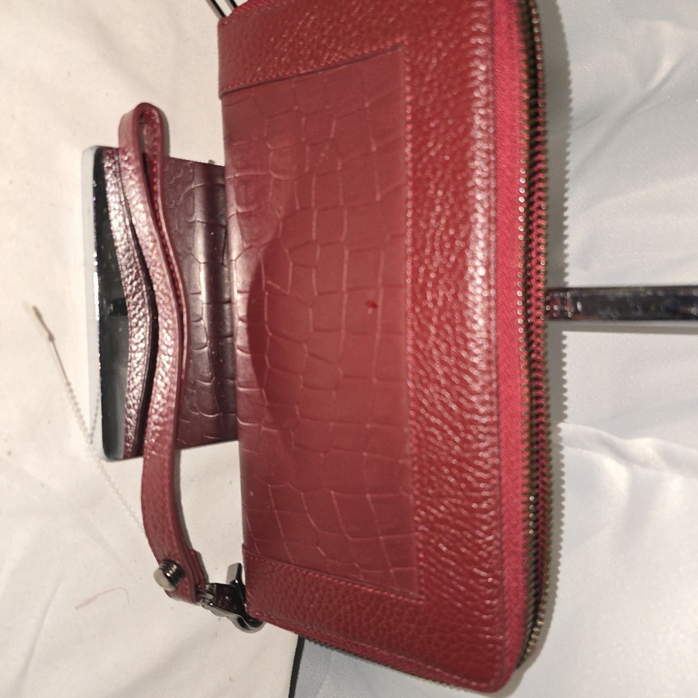 Botkier Dark Red  Multipockets ALL AROUND ZIPPER Textured Wallet - Picture 12 of 15